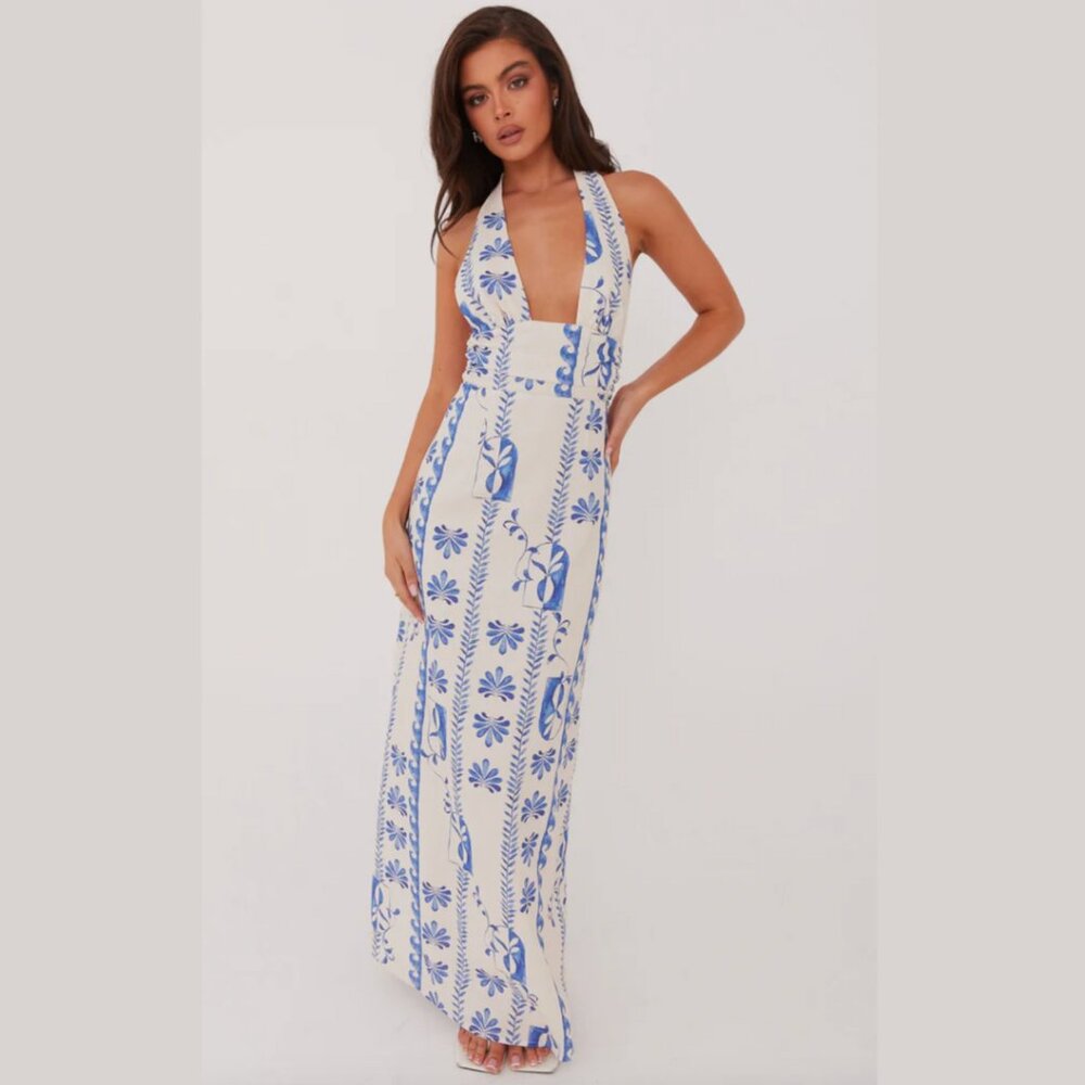 Peppermayo Floral Wave Linen Maxi Dress